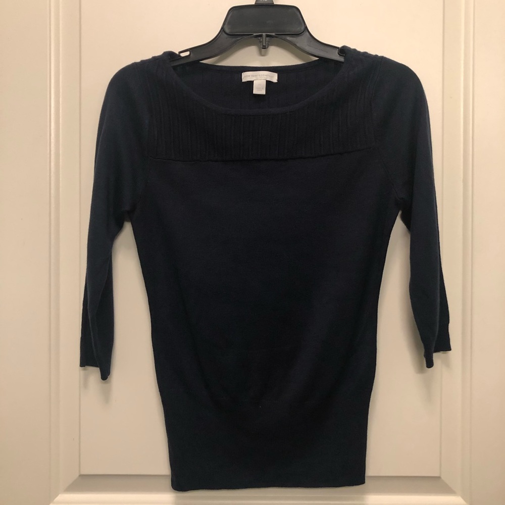 New York Co Navy Blue Three Quarter Sleeve Sweater XS
